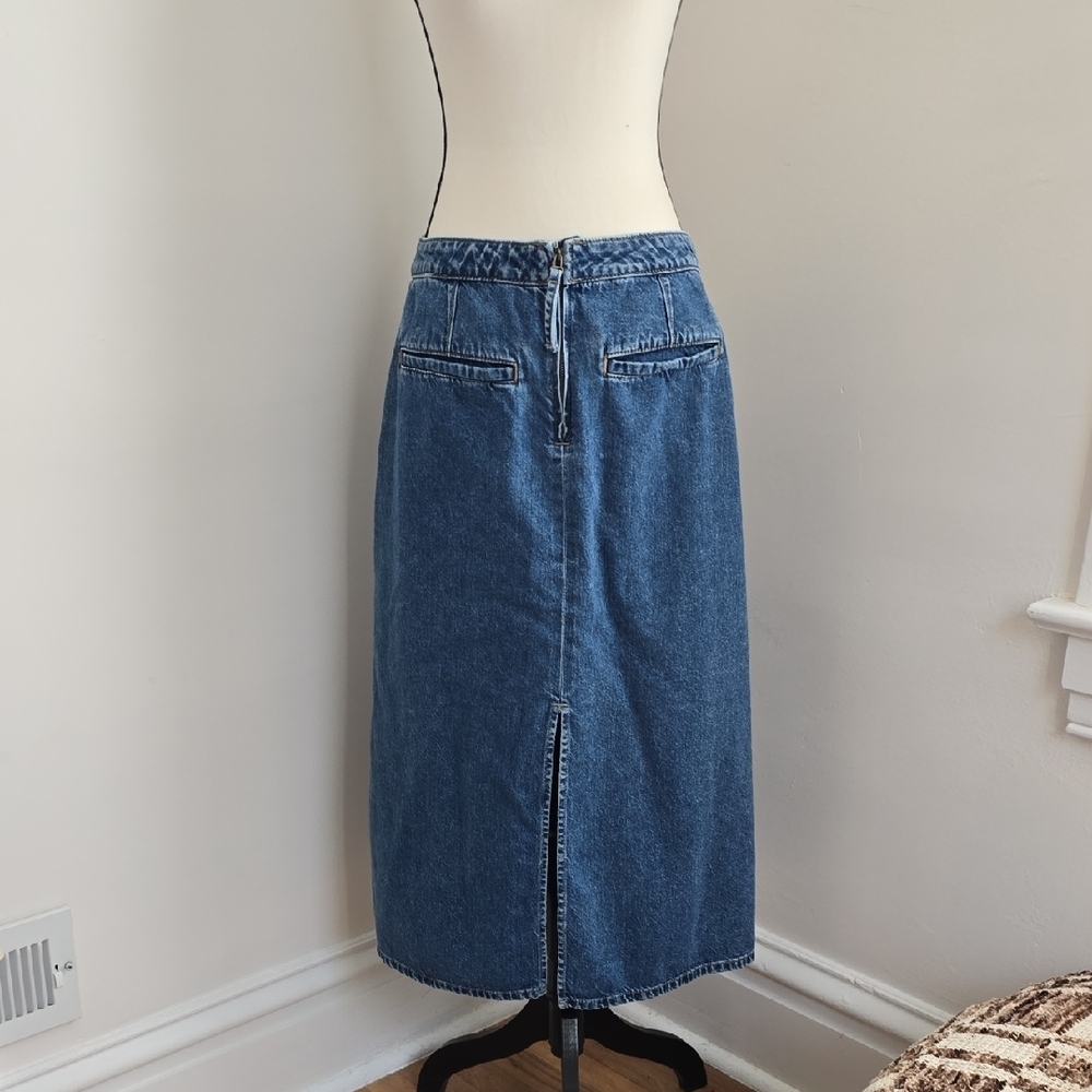 LOFT Blue Denim Midi Skirt with Zipper And Pocket Details Size 6 - Picture 6 of 6